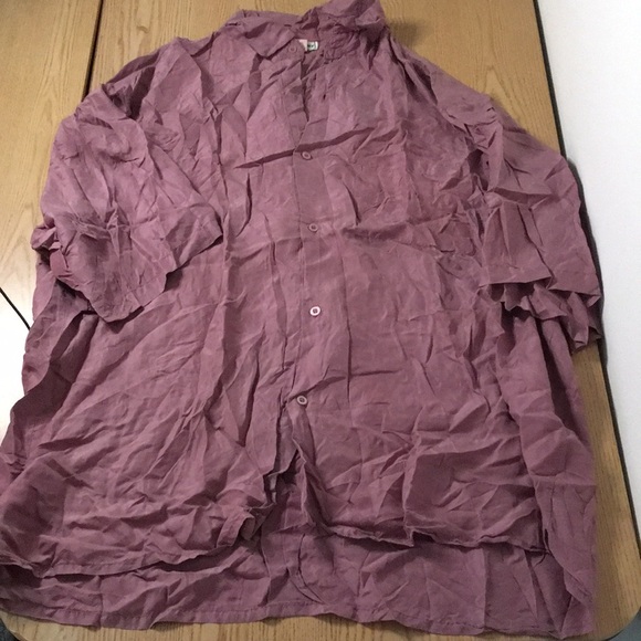 Mens 100% Silk Button-Up Shirt Mauve Size XLarge - Picture 1 of 6